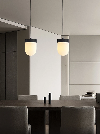 RoyaleGlow Alabaster Capsule Pendant Light Brass Hanging Lamp - Royale Basic