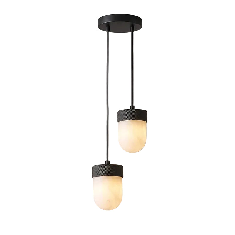 RoyaleGlow Alabaster Capsule Pendant Light Brass Hanging Lamp - Royale Basic