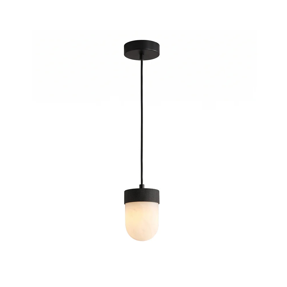 RoyaleGlow Alabaster Capsule Pendant Light Brass Hanging Lamp - Royale Basic
