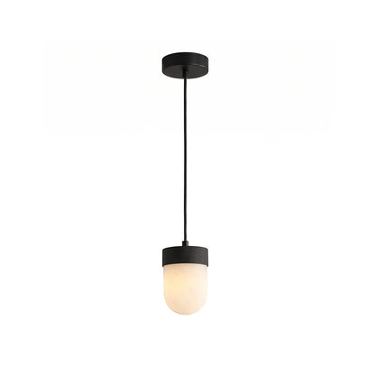 RoyaleGlow Alabaster Capsule Pendant Light Brass Hanging Lamp - Royale Basic