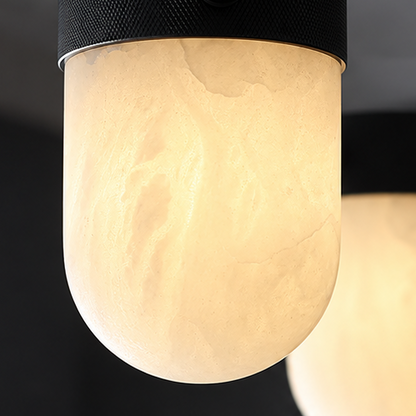 RoyaleGlow Alabaster Capsule Pendant Light Brass Hanging Lamp - Royale Basic