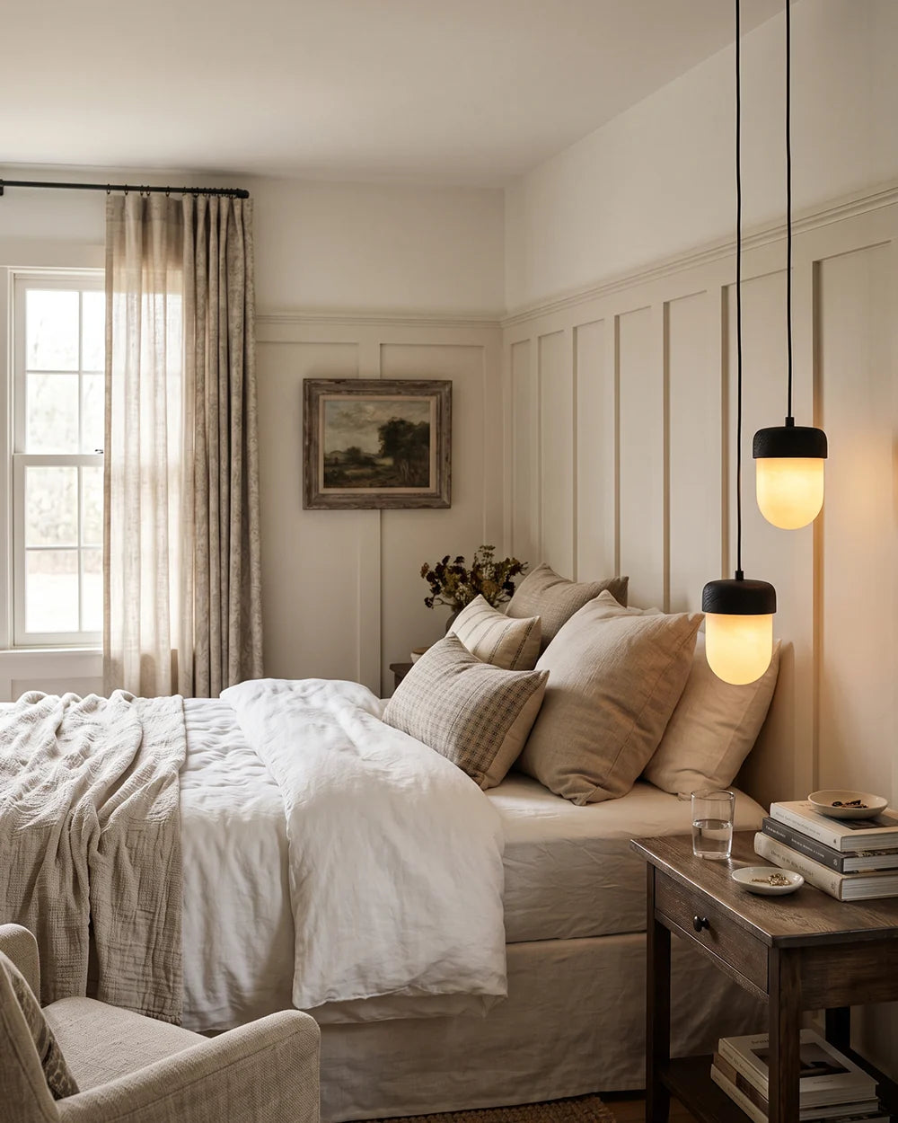 RoyaleGlow Alabaster Capsule Pendant Light Brass Hanging Lamp - Royale Basic