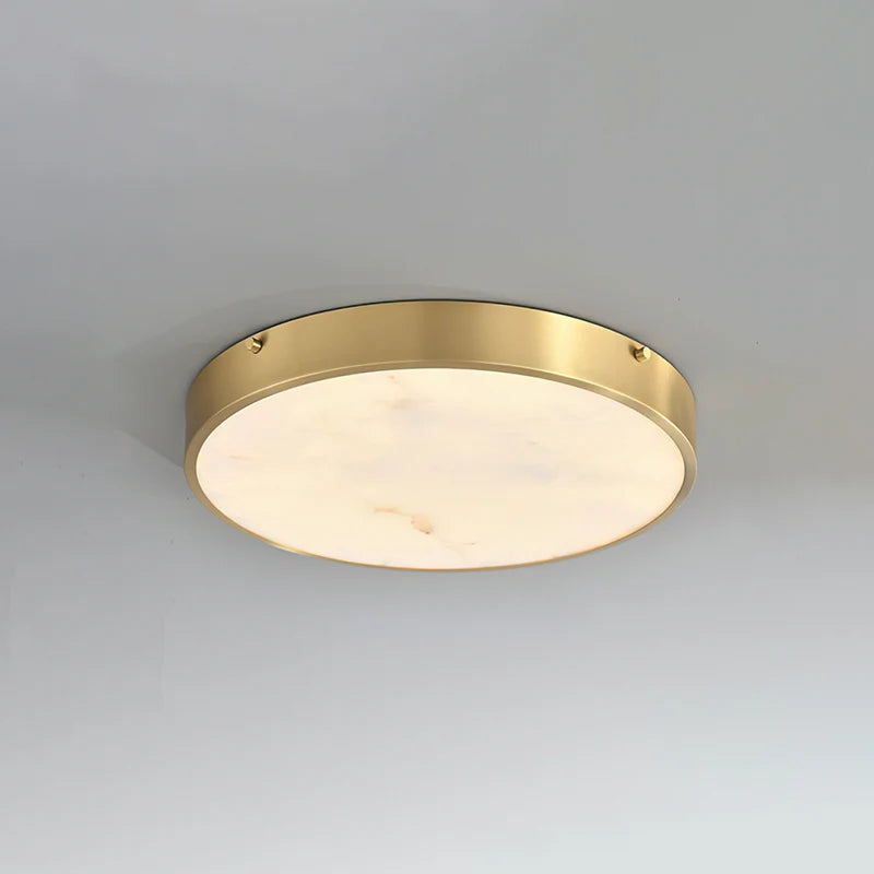 RoyaleGlow Alabaster Round Flush Mount Ceiling Light Natural Stone - Royale Basic