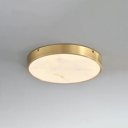 RoyaleGlow Alabaster Round Flush Mount Ceiling Light Natural Stone - Royale Basic