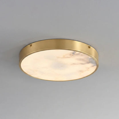 RoyaleGlow Alabaster Round Flush Mount Ceiling Light Natural Stone - Royale Basic