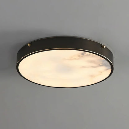 RoyaleGlow Alabaster Round Flush Mount Ceiling Light Natural Stone - Royale Basic