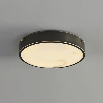 RoyaleGlow Alabaster Round Flush Mount Ceiling Light Natural Stone - Royale Basic