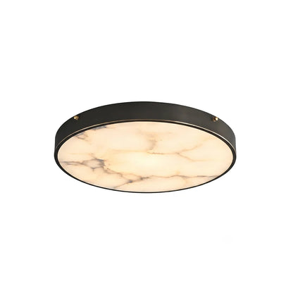RoyaleGlow Alabaster Round Flush Mount Ceiling Light Natural Stone - Royale Basic