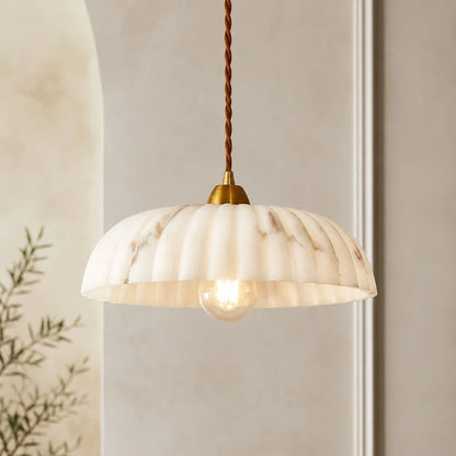 RoyaleGlow Alabaster Shade Hanging Pendant Light Antique Gold Finish - Royale Basic