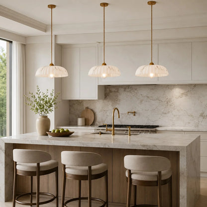 RoyaleGlow Alabaster Shade Hanging Pendant Light Antique Gold Finish - Royale Basic