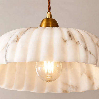 RoyaleGlow Alabaster Shade Hanging Pendant Light Antique Gold Finish - Royale Basic