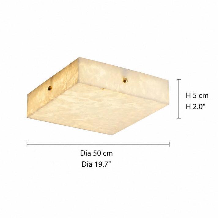 RoyaleGlow Alabaster Square Flush Mount Ceiling Light with Brass Accents-Royale Basic
