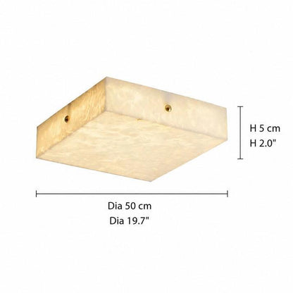 RoyaleGlow Alabaster Square Flush Mount Ceiling Light with Brass Accents-Royale Basic