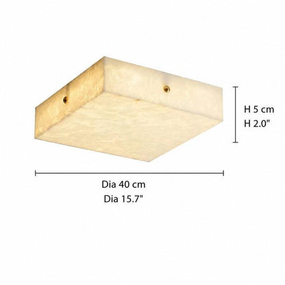 RoyaleGlow Alabaster Square Flush Mount Ceiling Light with Brass Accents-Royale Basic