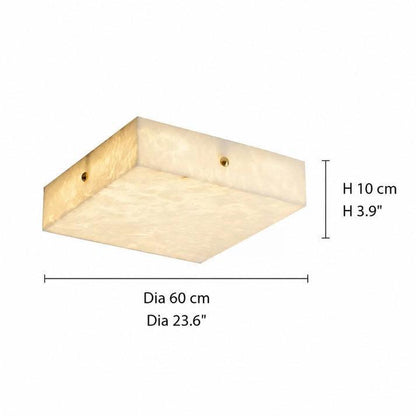 RoyaleGlow Alabaster Square Flush Mount Ceiling Light with Brass Accents-Royale Basic
