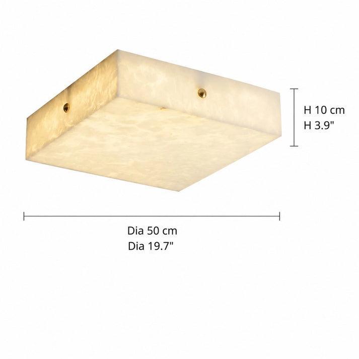 RoyaleGlow Alabaster Square Flush Mount Ceiling Light with Brass Accents-Royale Basic
