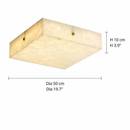 RoyaleGlow Alabaster Square Flush Mount Ceiling Light with Brass Accents-Royale Basic