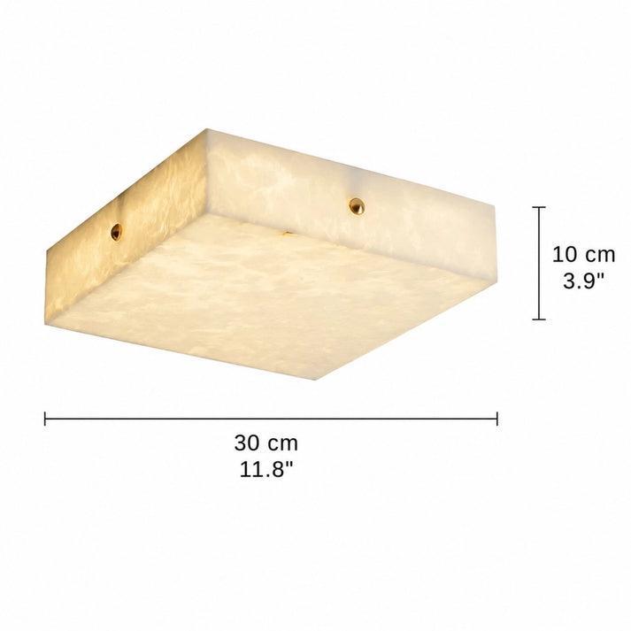 RoyaleGlow Alabaster Square Flush Mount Ceiling Light with Brass Accents-Royale Basic