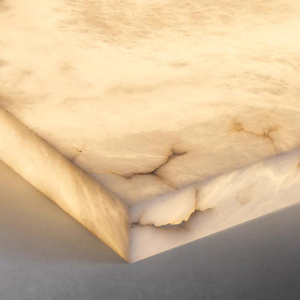 RoyaleGlow Alabaster Square Flush Mount Ceiling Light with Brass Accents-Royale Basic