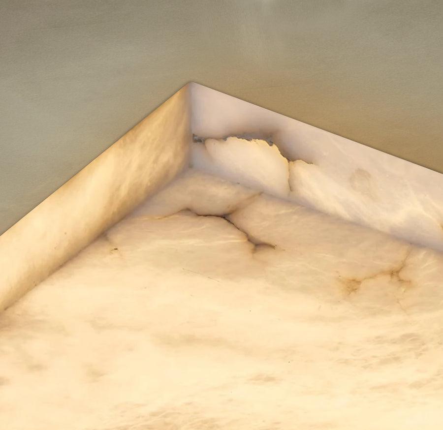 RoyaleGlow Alabaster Square Flush Mount Ceiling Light with Brass Accents-Royale Basic