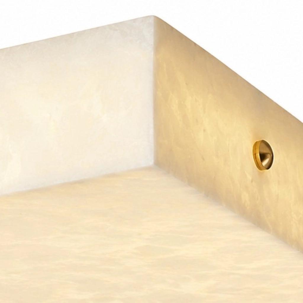 RoyaleGlow Alabaster Square Flush Mount Ceiling Light with Brass Accents-Royale Basic