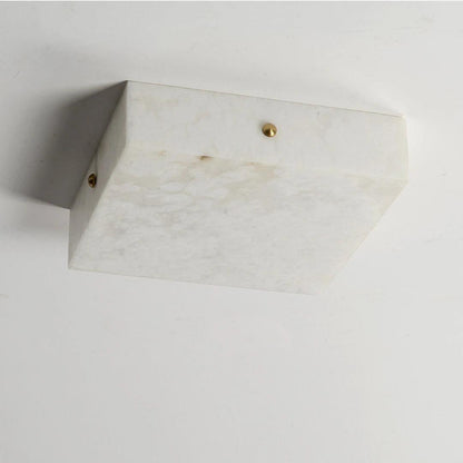 RoyaleGlow Alabaster Square Flush Mount Ceiling Light with Brass Accents-Royale Basic