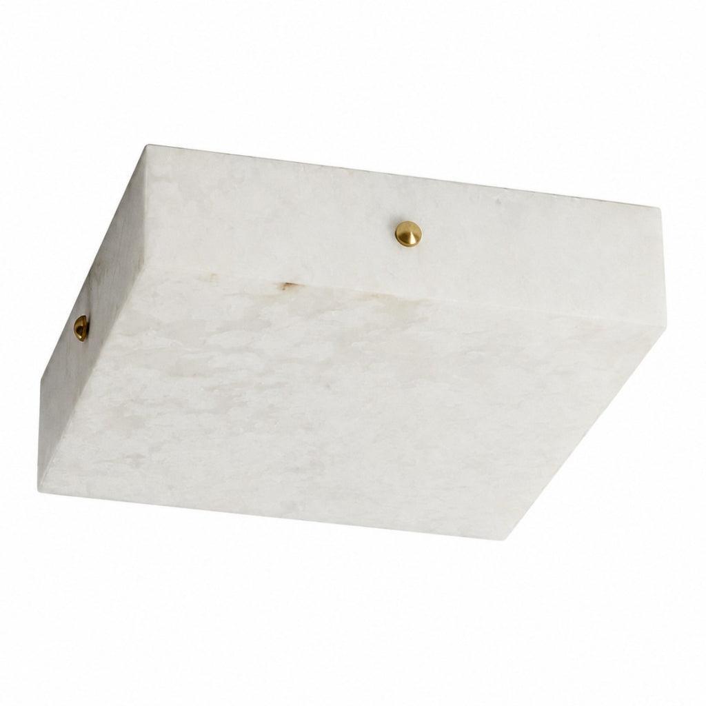 RoyaleGlow Alabaster Square Flush Mount Ceiling Light with Brass Accents-Royale Basic