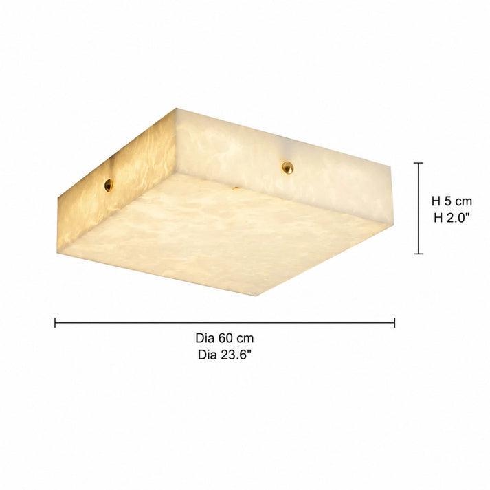 RoyaleGlow Alabaster Square Flush Mount Ceiling Light with Brass Accents-Royale Basic