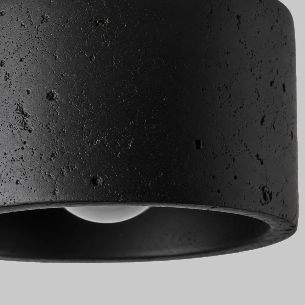 RoyaleGlow Black Travertine Cylinder Flush Mount Ceiling Light Fixture - Royale Basic
