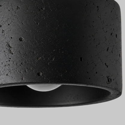 RoyaleGlow Black Travertine Cylinder Flush Mount Ceiling Light Fixture - Royale Basic