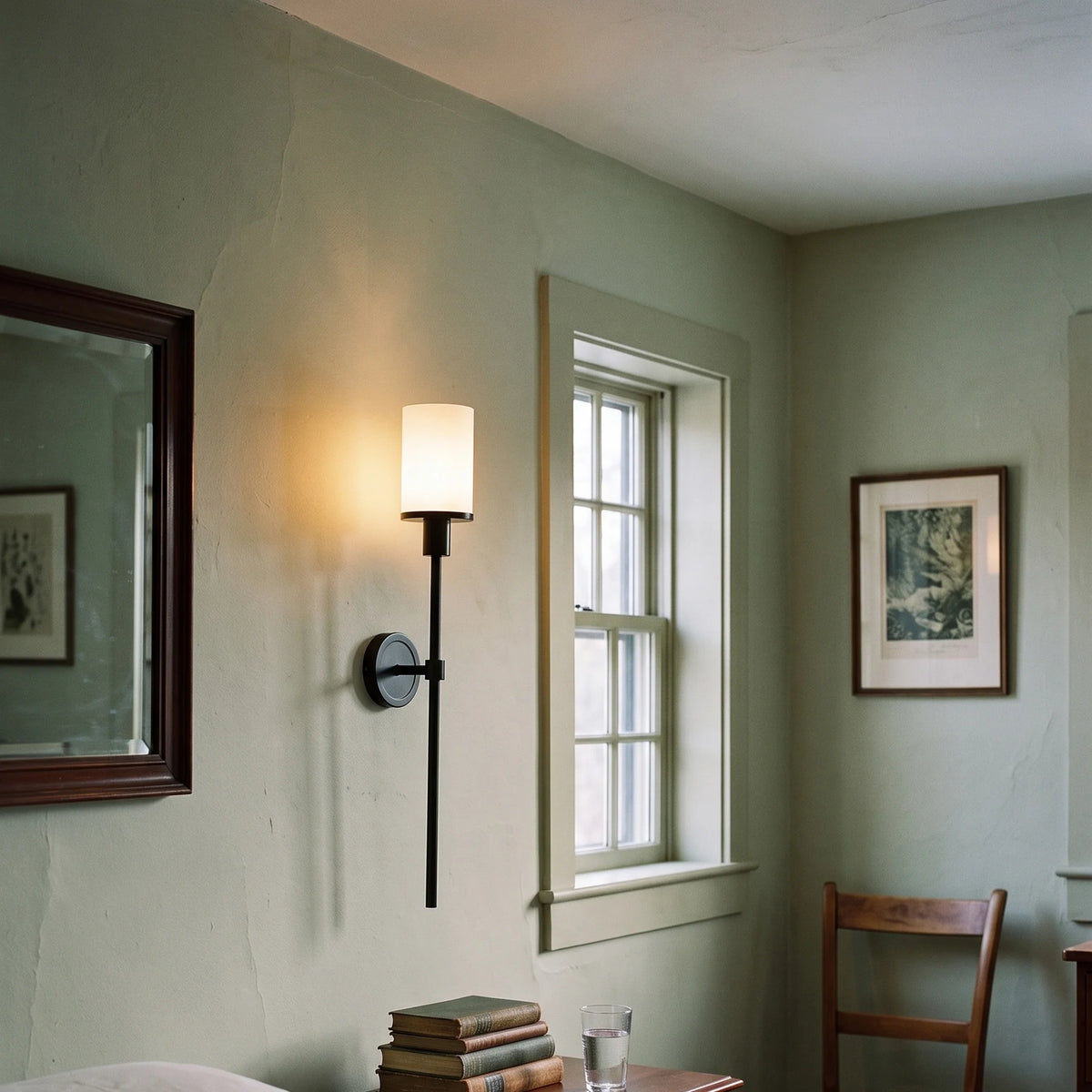 RoyaleGlow Brass Alabaster Wall Sconce Modern Cylinder Light Fixture - Royale Basic