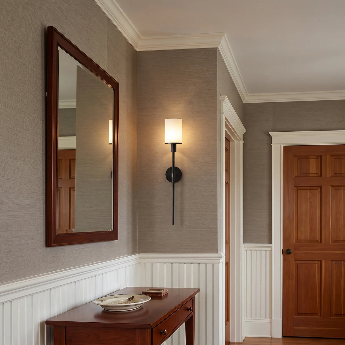 RoyaleGlow Brass Alabaster Wall Sconce Modern Cylinder Light Fixture - Royale Basic