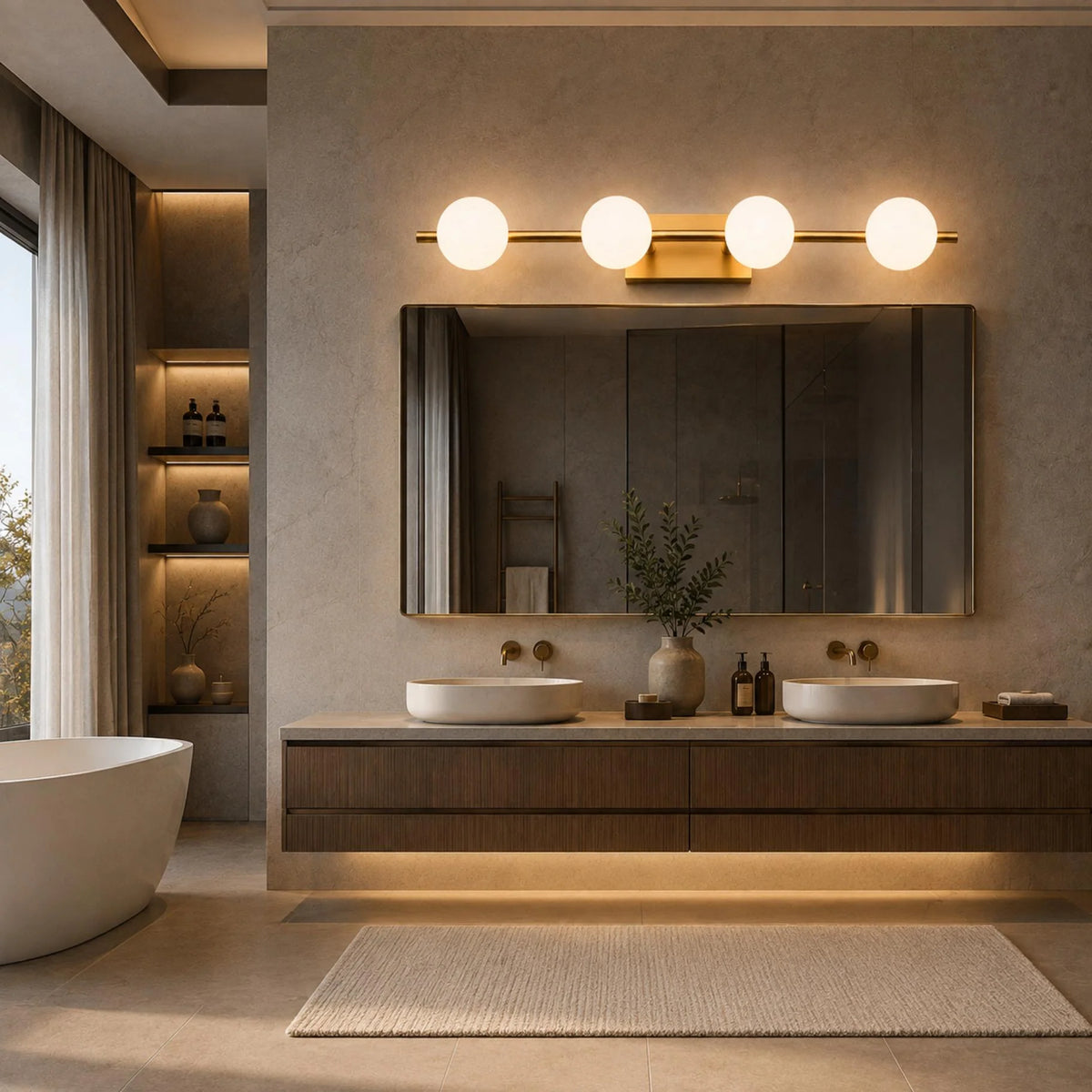 RoyaleGlow Copper LED Bathroom Vanity Light Bar Wall Mounted Dimmable - Royale Basic