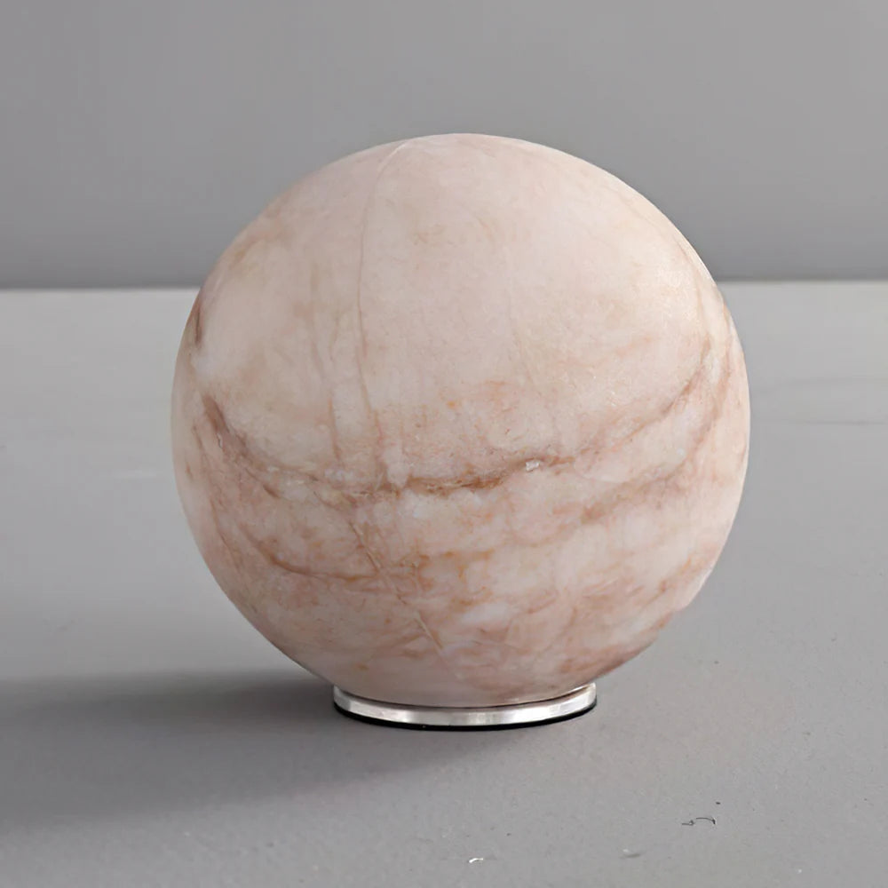 RoyaleGlow Cordless Alabaster Sphere Table Lamp LED Marble Orb Light - Royale Basic
