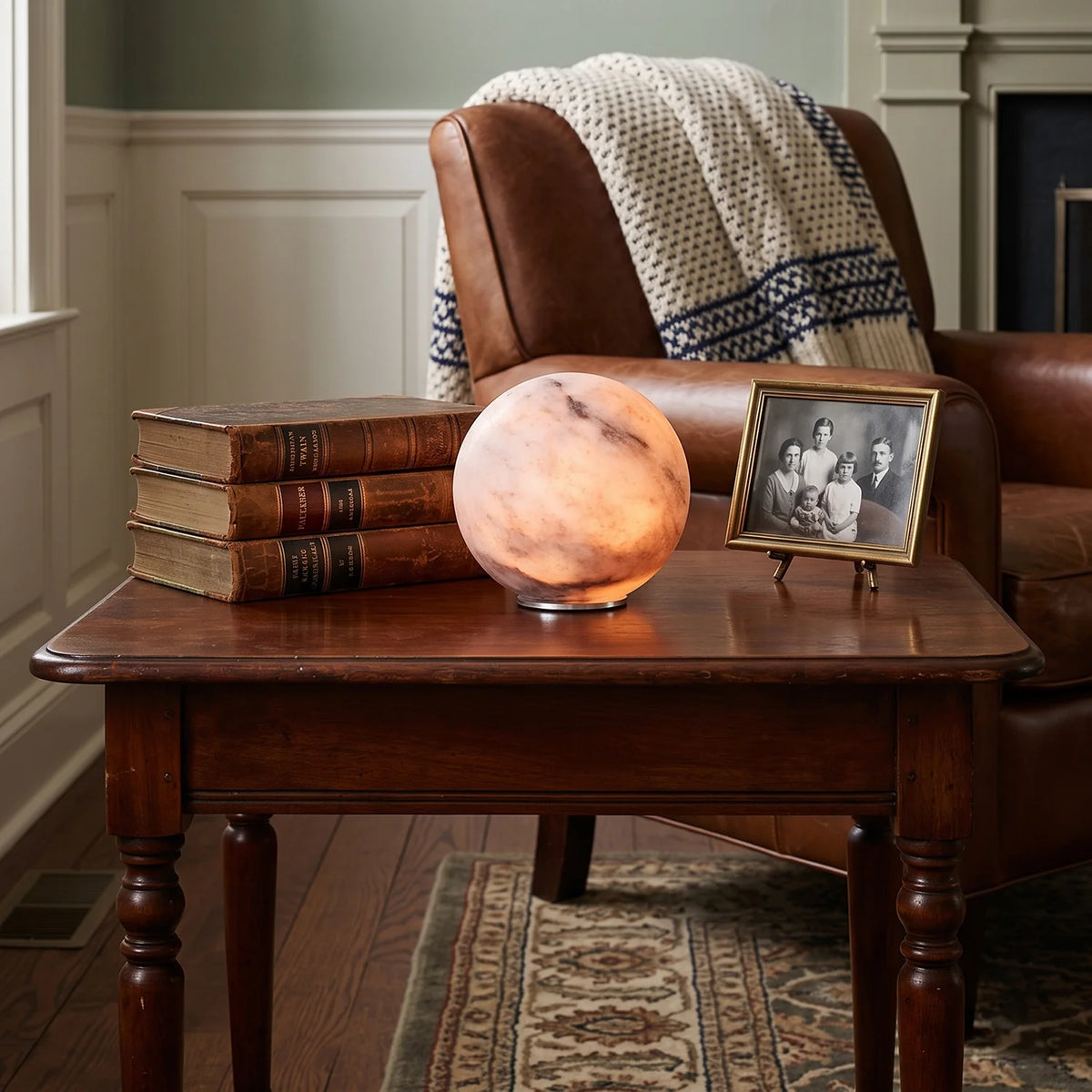 RoyaleGlow Cordless Alabaster Sphere Table Lamp LED Marble Orb Light - Royale Basic