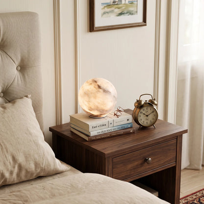 RoyaleGlow Cordless Alabaster Sphere Table Lamp LED Marble Orb Light - Royale Basic