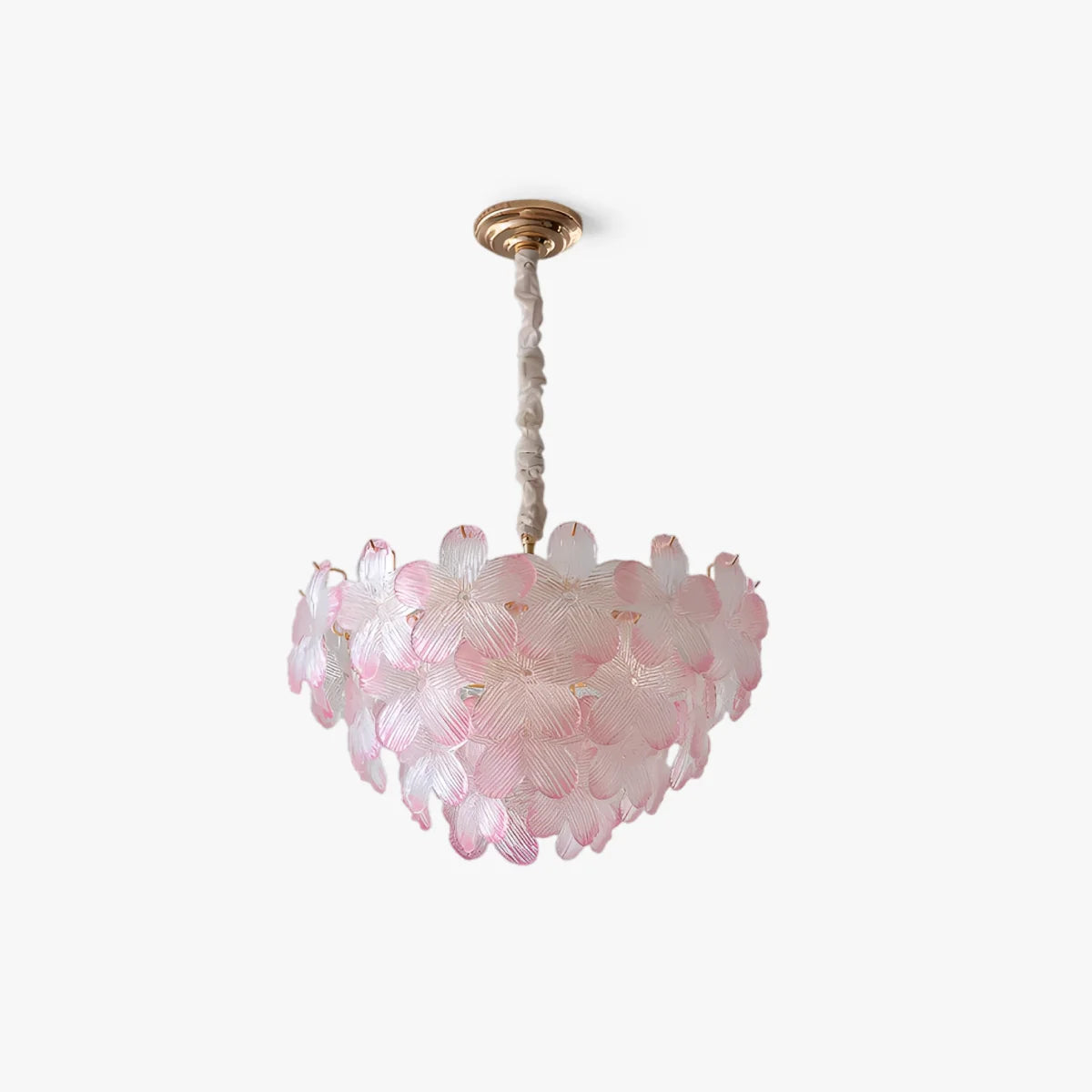 RoyaleGlow Floral Glass Crystal Chandelier Pink Petal Hanging Light Fixture - Royale Basic