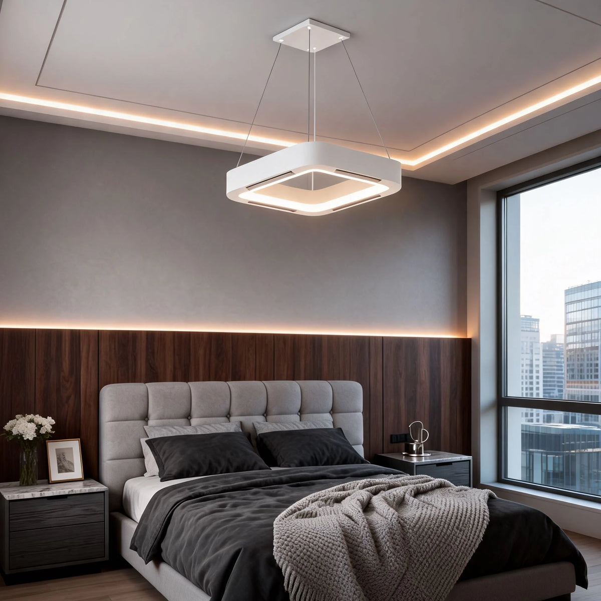 RoyaleGlow Flush Mount Bladeless Ceiling Fan With LED Light And Remote - Royale Basic