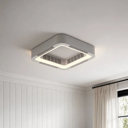 RoyaleGlow Flush Mount Bladeless Ceiling Fan With LED Light And Remote - Royale Basic