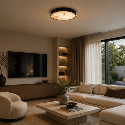 RoyaleGlow Flush Mount Ceiling Light Marble And Copper Modern Fixture - Royale Basic