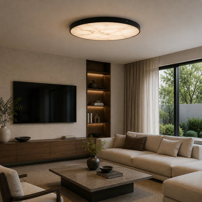 RoyaleGlow Flush Mount Ceiling Light Marble And Copper Modern Fixture - Royale Basic