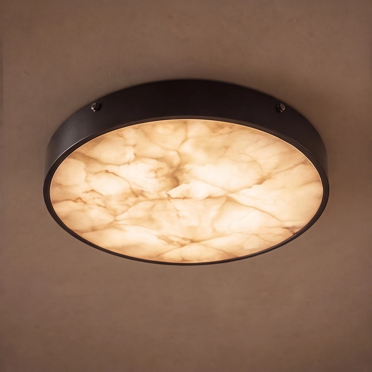 RoyaleGlow Flush Mount Ceiling Light Marble And Copper Modern Fixture - Royale Basic