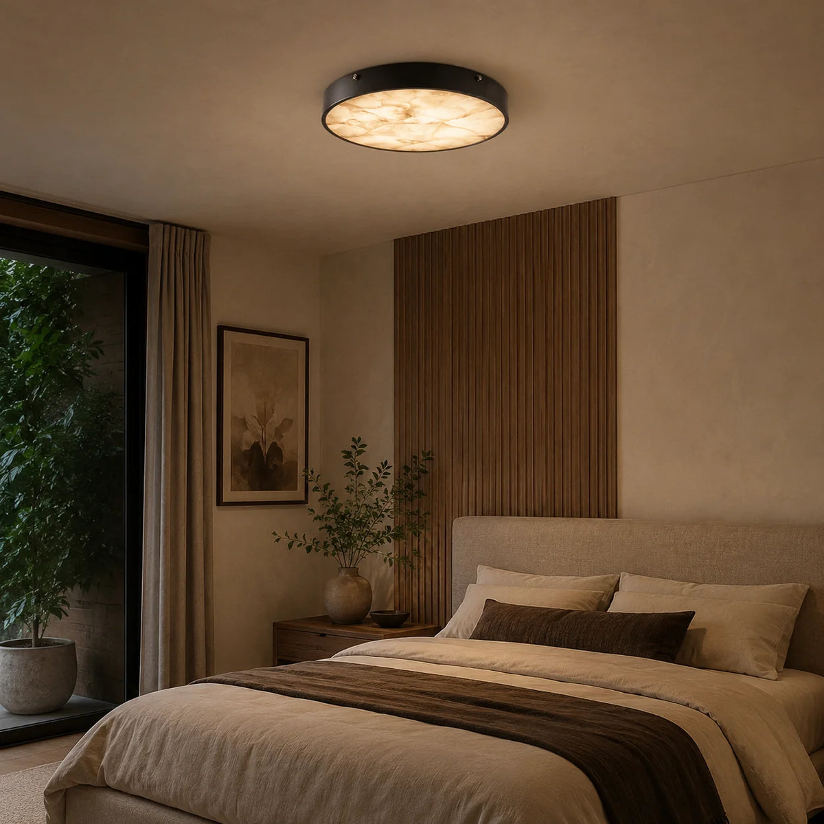 RoyaleGlow Flush Mount Ceiling Light Marble And Copper Modern Fixture - Royale Basic