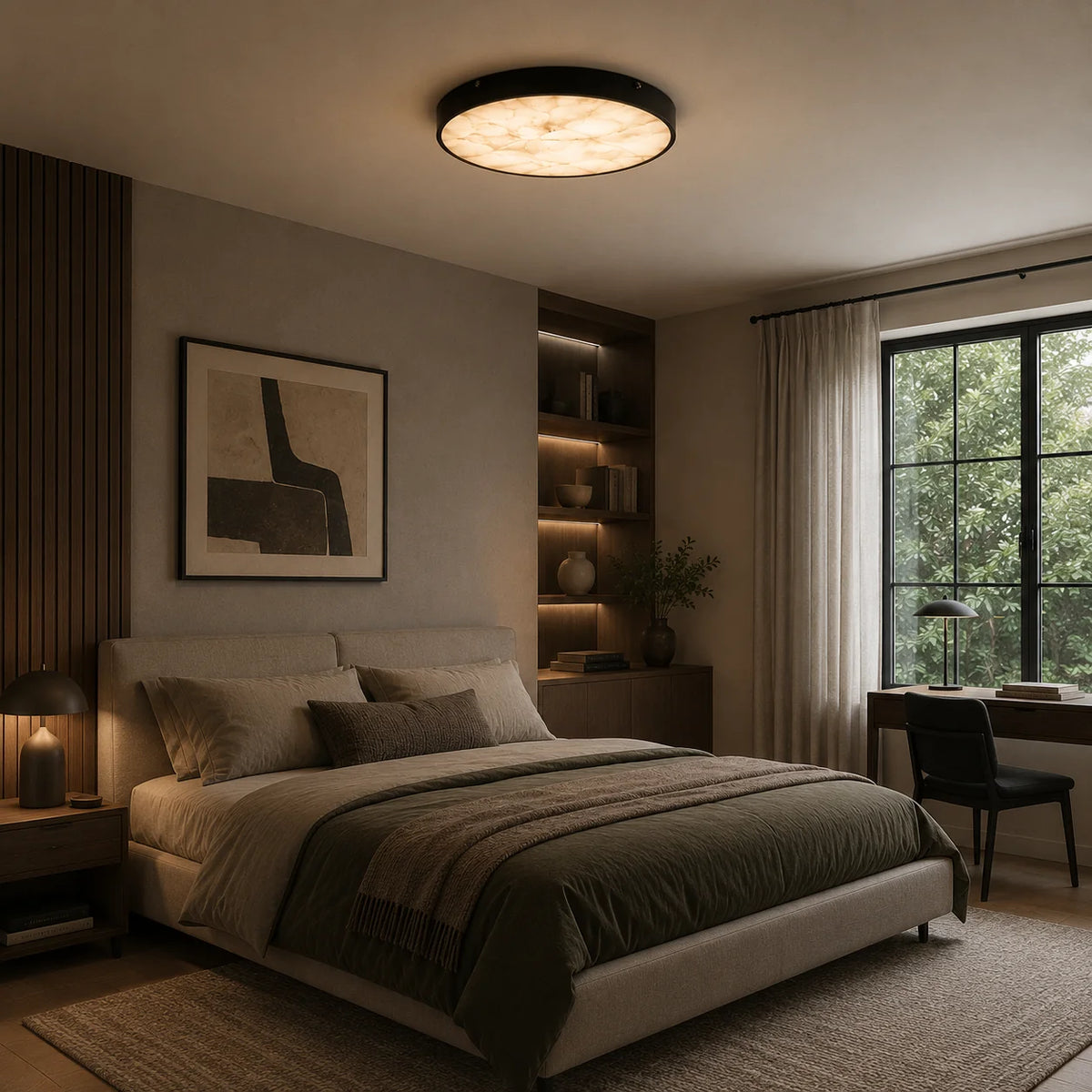 RoyaleGlow Flush Mount Ceiling Light Marble And Copper Modern Fixture - Royale Basic