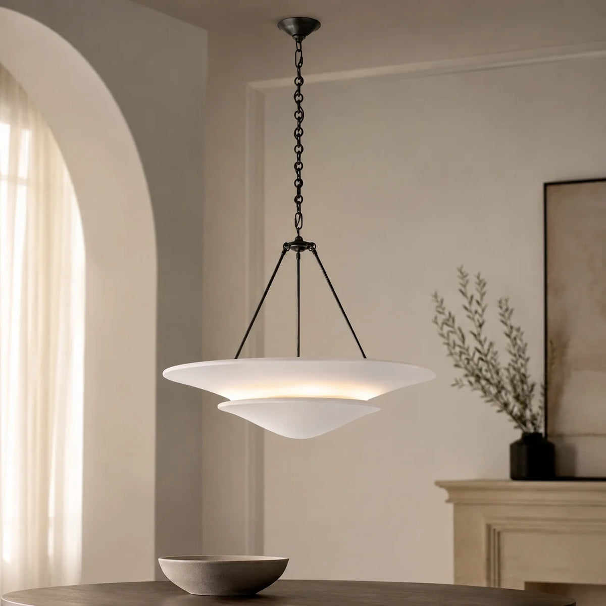 RoyaleGlow French Country Plaster Chandelier Adjustable Hanging LED Light Fixture - Royale Basic
