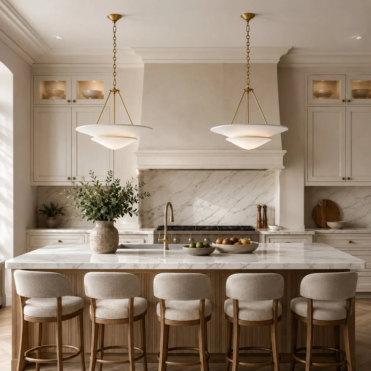 RoyaleGlow French Country Plaster Chandelier Adjustable Hanging LED Light Fixture - Royale Basic