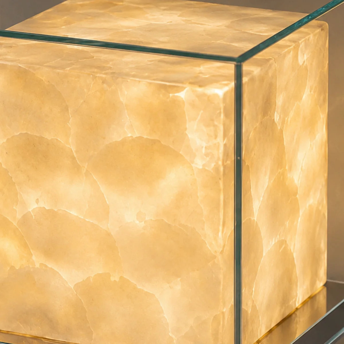 RoyaleGlow Glass Cube Table Lamp Modern Ambient Bedside Light - Royale Basic