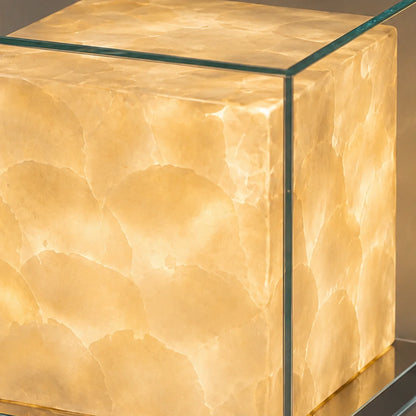 RoyaleGlow Glass Cube Table Lamp Modern Ambient Bedside Light - Royale Basic