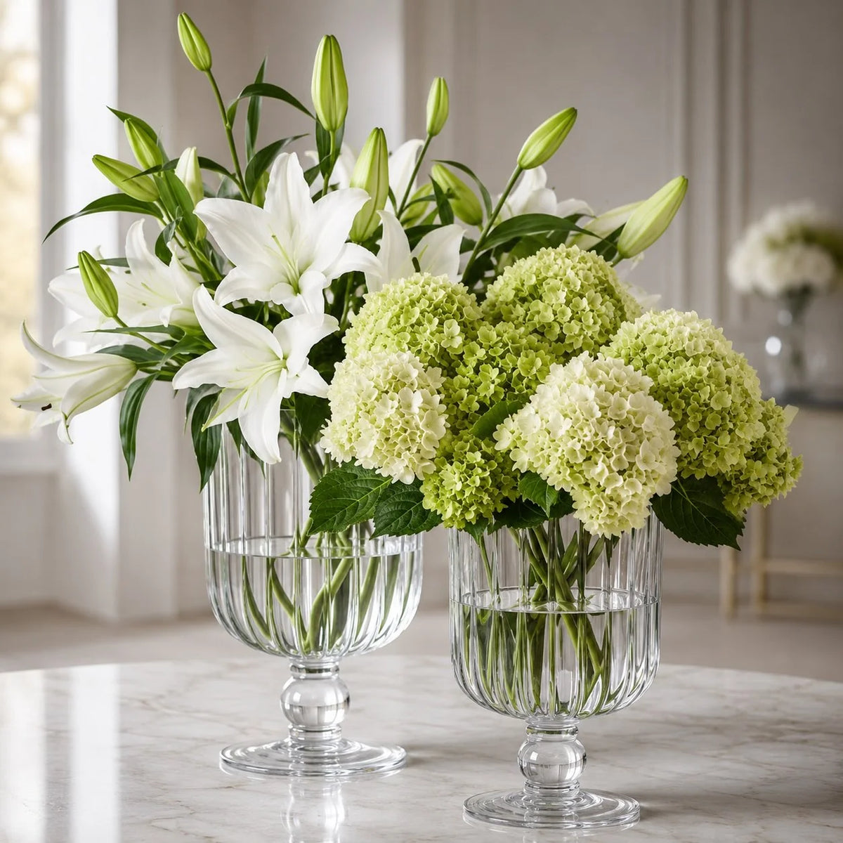 RoyaleGlow Glass Flower Vase And Hurricane Candle Holder Tabletop Decor - Royale Basic
