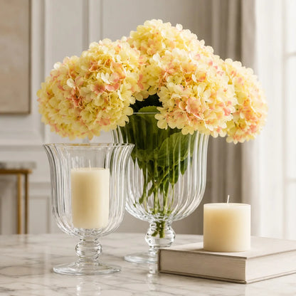 RoyaleGlow Glass Flower Vase And Hurricane Candle Holder Tabletop Decor - Royale Basic